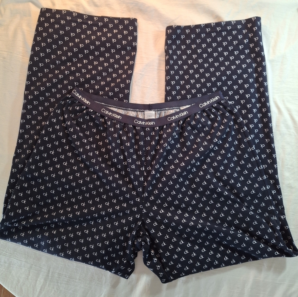 💤 Calvin Klein Navy  Monogrammed  Pajama Pants- Ladies Large - NWOT